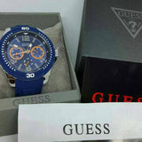 Guess Trade Blue Dial Blue Silicone Strap Watch for Men - W0967G2