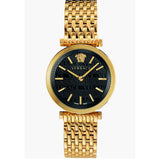 Versace V-Twist Black Dial Gold Mesh Bracelet Watch for Women - VELS00819