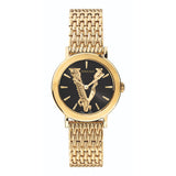 Versace Virtus Quartz Black Dial Gold Steel Strap Watch for Women - VEHC00619