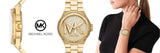 Michael Kors Lennox Three Hand Gold Dial Gold Steel Strap Watch For Women - MK7229