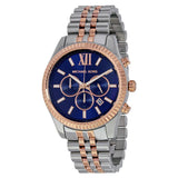 Michael Kors Lexington Blue Dial Two Tone Steel Strap Watch for Men - MK8412