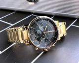 Tommy Hilfiger Tyson Chronograph Black Dial Gold Steel Strap Watch For Men - 1710589