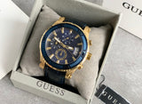 Guess Pinnacle Chronograph Quartz Blue Dial Blue Leather Strap Watch For Men - W0673G2