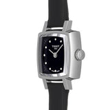 Tissot Lovely Square Quartz Diamonds Black Dial Jam Tangan Tali Kulit Hitam Untuk Wanita - T058.109.16.056.00