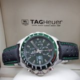 Tag Heuer Formula 1 Kaliber 16 Kronograf Otomatis Jam Tangan Tali Kulit Hitam Dial Hijau untuk Pria - CAZ2016.FC6473