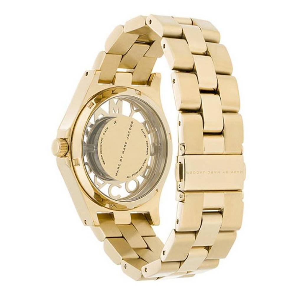 Marc Jacobs Henry Skeleton Gold Dial Gold Steel Strap Watch for Women