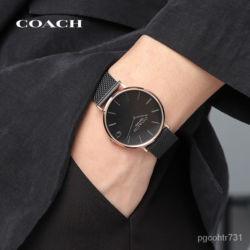 Coach Charles Black Ion Dial Black Mesh Bracelet Watch for Men - 14602470
