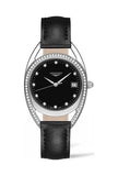 Longines Equestrian Arche kuarsa berlian hitam panggil Watch untuk Wanita - L6.136.0.57.0