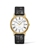 Longines Presence 25.5mm Automatic White Dial Black Leather Strap Watch untuk Wanita - L4.921.2.11.2