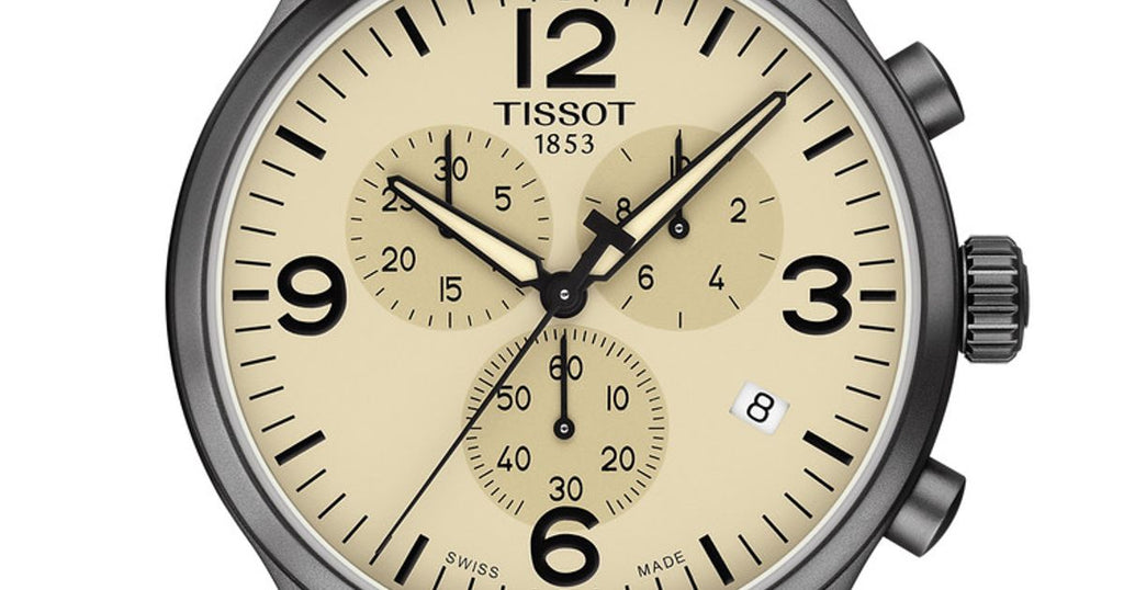 Tissot T Sport Chrono XL Beige Dial Green Nylon Strap Watch for Men