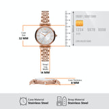 Emporio Armani Gianni T-Bar Crystals Silver Dial Rose Gold Steel Strap Watch For Women - AR11446