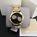 Michael Kors Hartman Analog Quartz Black Dial Gold Steel Strap Watch For Women - MK3647