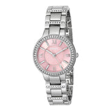 Fossil Virginia Pink Dial Silver Steel Strap Watch for Women - ES3504