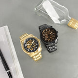 Fossil Bronson Automatic Skeleton Black Dial Gold Steel Strap Watch for Men - ME3257