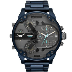 Diesel Daddy 2.0 Chronograph Grey Dial Blue Steel Strap Watch For Men - DZ7414