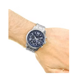 Guess Horizon Chronograph Quartz Blue Dial Silver Steel Strap Watch for Men - W0379G3