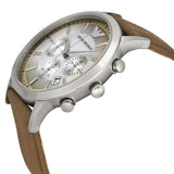 Emporio Armani Classic Chronograph Silver Dial Brown Leather Strap Watch For Men - AR2471