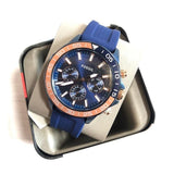 Fossil Bannon Multifunction Blue Dial Blue Silicone Strap Watch for Men - BQ2498