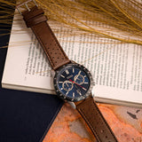 Hugo Boss Allure Chronograph Blue Dial Brown Leather Strap Watch for Men - 1513921