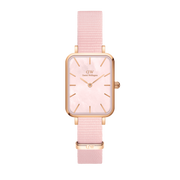 Daniel Wellington Quadro Pressed Mother of Pearl Pink Dial Pink Nylon Strap Watch For Women - DW00100509