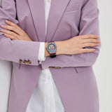 Guess Multifunction Analog Purple Dial Black Rubber Strap Watch For Women - GW0620L4