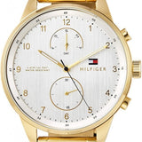 Tommy Hilfiger Chase Quartz White Dial Gold Steel Strap Watch for Men - 1791576