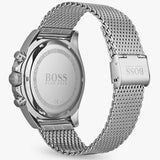 Hugo Boss Ocean Edition Black Dial Silver Mesh Bracelet Watch for Men - 1513701