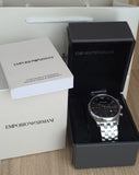 Emporio Armani Chronograph Black Dial Silver Steel Strap Watch For Men - AR11017