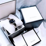 Gucci Guccissima Black Dial Silver Steel Strap Watch For Women - YA134301