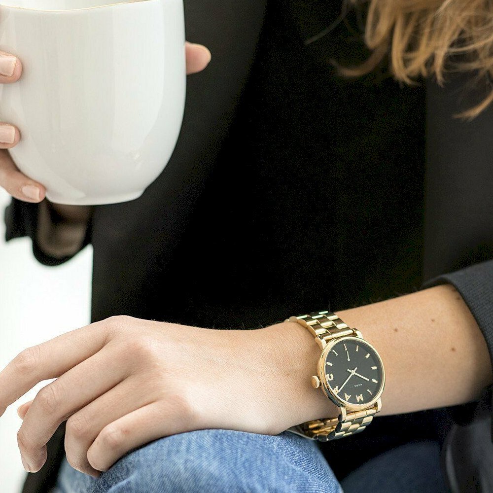 Marc Jacobs Baker Black Dial Gold Steel Strap Watch for Women display picture 1