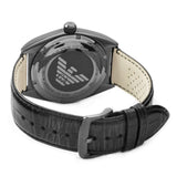 Emporio Armani Franco Black Dial Black Leather Strap Watch For Men - AR0368