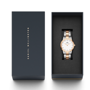 Daniel Wellington Iconic Link White Dial Two Tone Steel Strap Watch For Women - DW00100358
