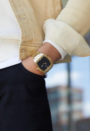 Guess Phoenix Black Dial Gold Steel Strap Watch for Men - GW0387G2