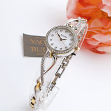 Bulova Analog Crystals Mother of Pearl Dial Silver Steel Strap Watch for Women - 98X109