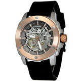 Fossil Modern Machine Automatic Skeleton Dial Black Leather Strap Watch for Men - ME3082