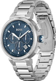 Hugo Boss One Chronograph Blue Dial Silver Steel Strap Watch For Men - 1513999