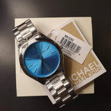 Michael Kors Runway Blue Dial Silver Steel Strap Watch for Women - MK3292