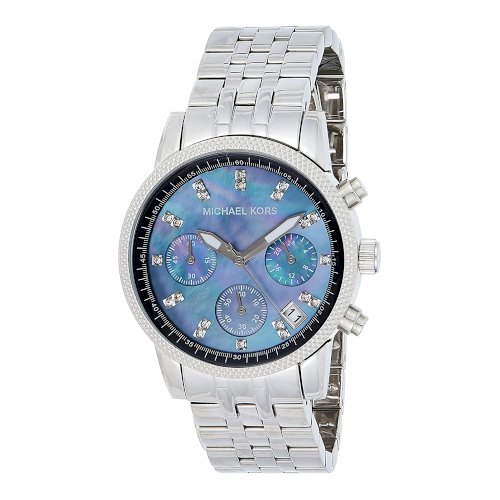 Michael Kors Jet Set Chronograph Blue Dial Silver Steel Strap