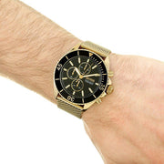 Hugo Boss Ocean Edition Chronograph Black Dial Gold Mesh Bracelet Watch for Men - 1513703