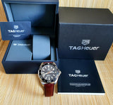 Tag Heuer Aquaracer Caliber 5 Black Dial Brown Leather Strap Watch for Men - WAY201M.FC6474