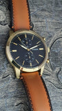 Fossil Townsman Chronograph Black Dial Brown Leather Strap Watch for Men - FS5338