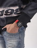 Guess Phoenix Multifunction Black Dial Red Rubber Strap Watch for Men - GW0203G4