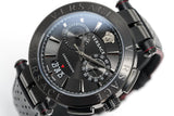 Versace V-Racer Aion Chronograph Black Dial Black Leather Strap Watch for Men - VBR030017