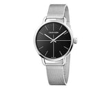 Calvin Klein Even Black Dial Silver Mesh Bracelet Watch for Women - K7B21121