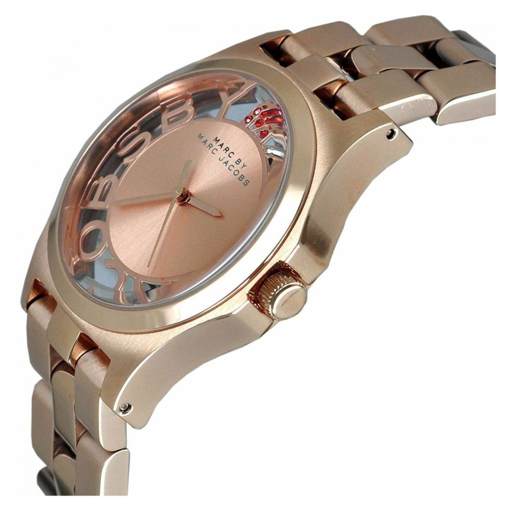 Marc Jacobs Henry Skeleton Rose Gold Dial Rose Gold Steel Strap