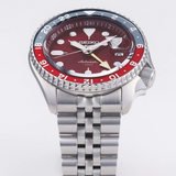 Seiko Seiko 5 Sports Thong Sia Limited Edition Red Dial Silver Steel Strap Watch For Men - SSK031K1