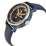 Fossil Boyfriend Skeleton Blue Dial Blue Leather Strap Watch for Women - ME3136