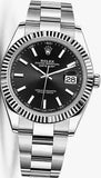 Rolex Datejust 41 Oyster Black Dial Silver Steel Strap Watch for Men - M126334-0017