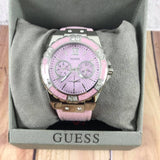 Guess Limelight Quartz Diamonds Pink Dial Pink Denim Strap Watch For Women - W0775l15