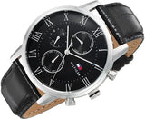 Tommy Hilfiger Kane Quartz Black Dial Black Leather Strap Watch for Men - 1791401